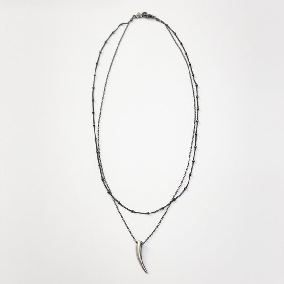 CHAN LUU Sterling Silver Horn Beaded Layer Necklace - Picture 2 of 4